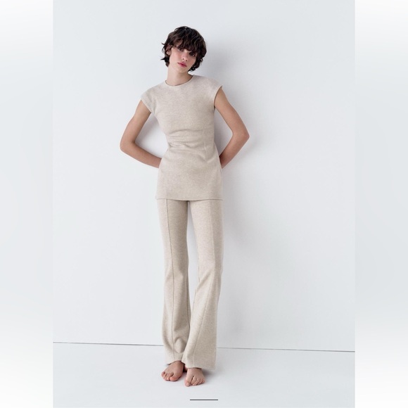 Zara Other - NWT ZARA 2PC SET FITTED RIBBED TOP and FLARED RIB PANTS